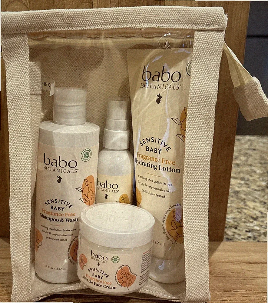 Babo Botanicals Baby Care Essentials Gift Set W/ Travel Case (fragrance free)
