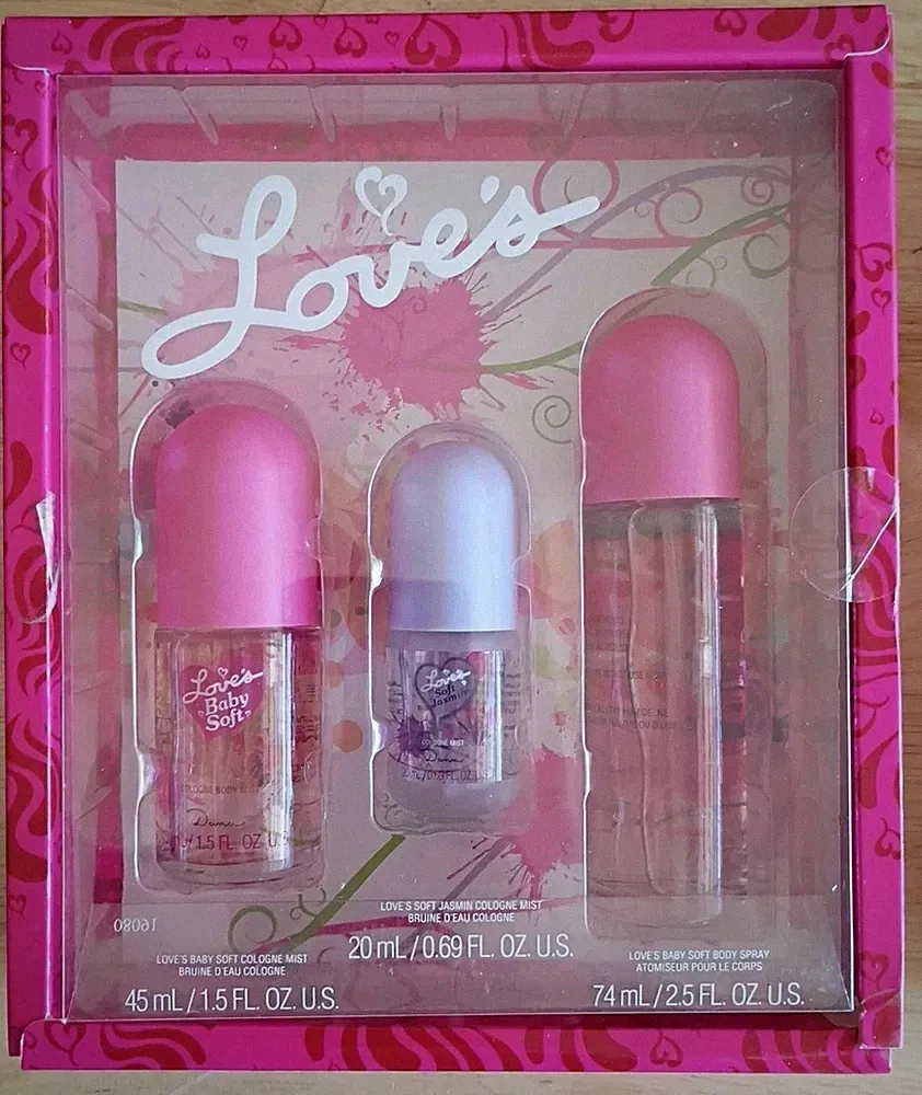 Dana Love's Baby Soft 3-Piece Fragrance Gift Set Mist Spray 74ml 45ml 20ml